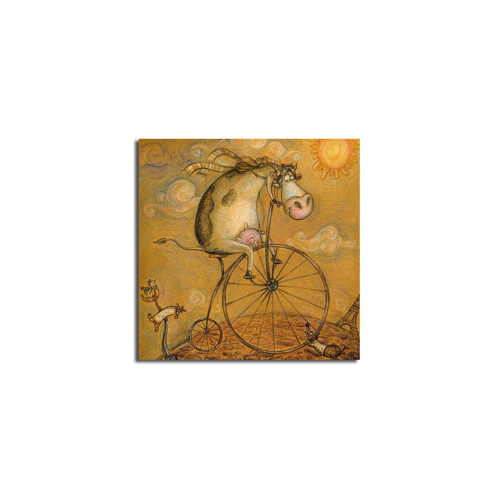 Tela Decorativa Multicolor 45x45 cm em Camurça 100% com Moldura de Madeira (4545K-84)