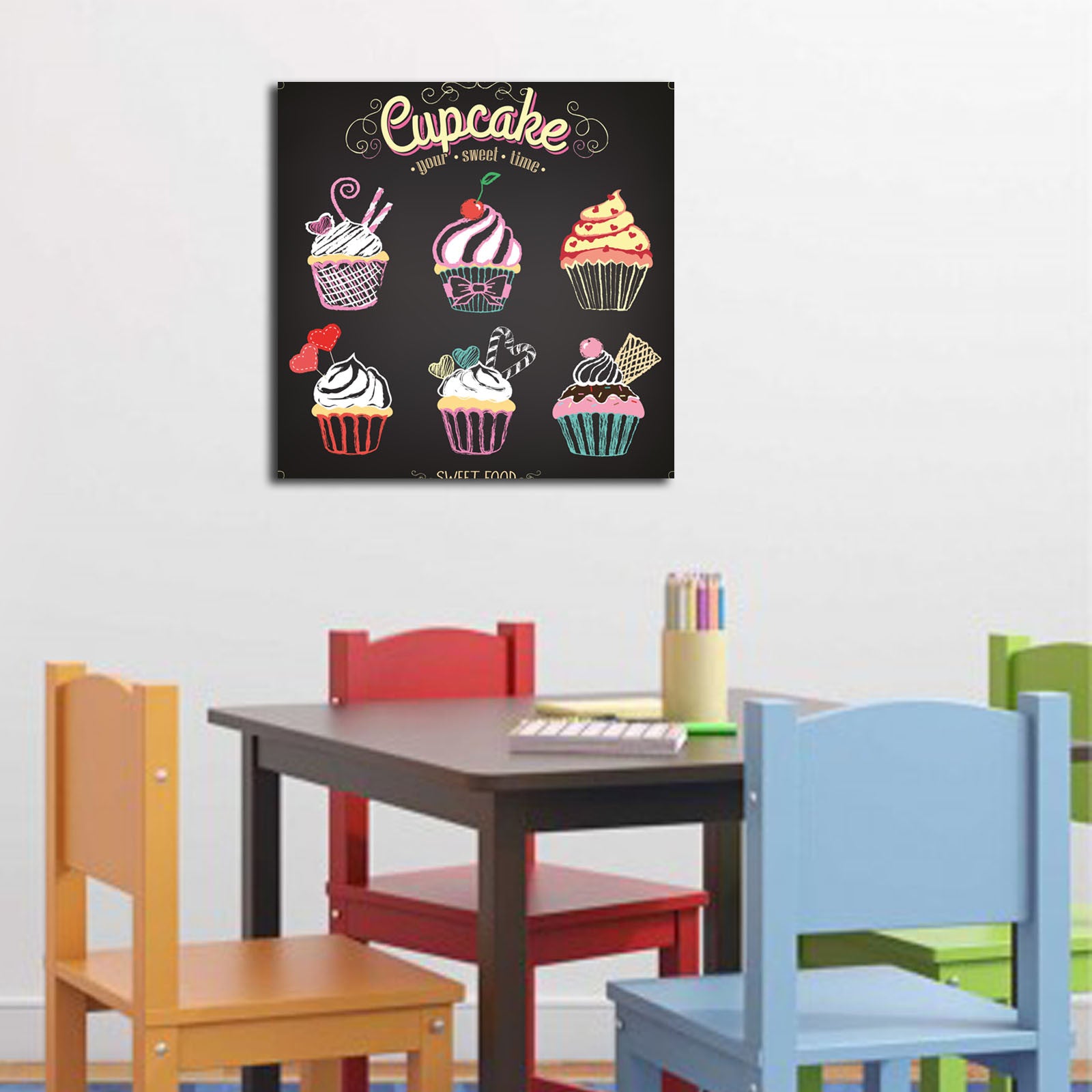 Tela Decorativa em Camurça 100% Multicolor 45x45 cm com Moldura de Madeira 3 cm – 4545K-87