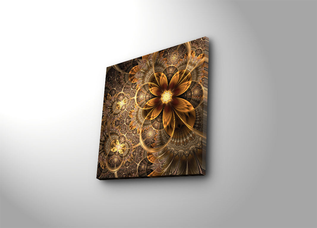 Tela Decorativa Multicolor 45 x 45 cm em Camurça com Moldura de Madeira 3 cm