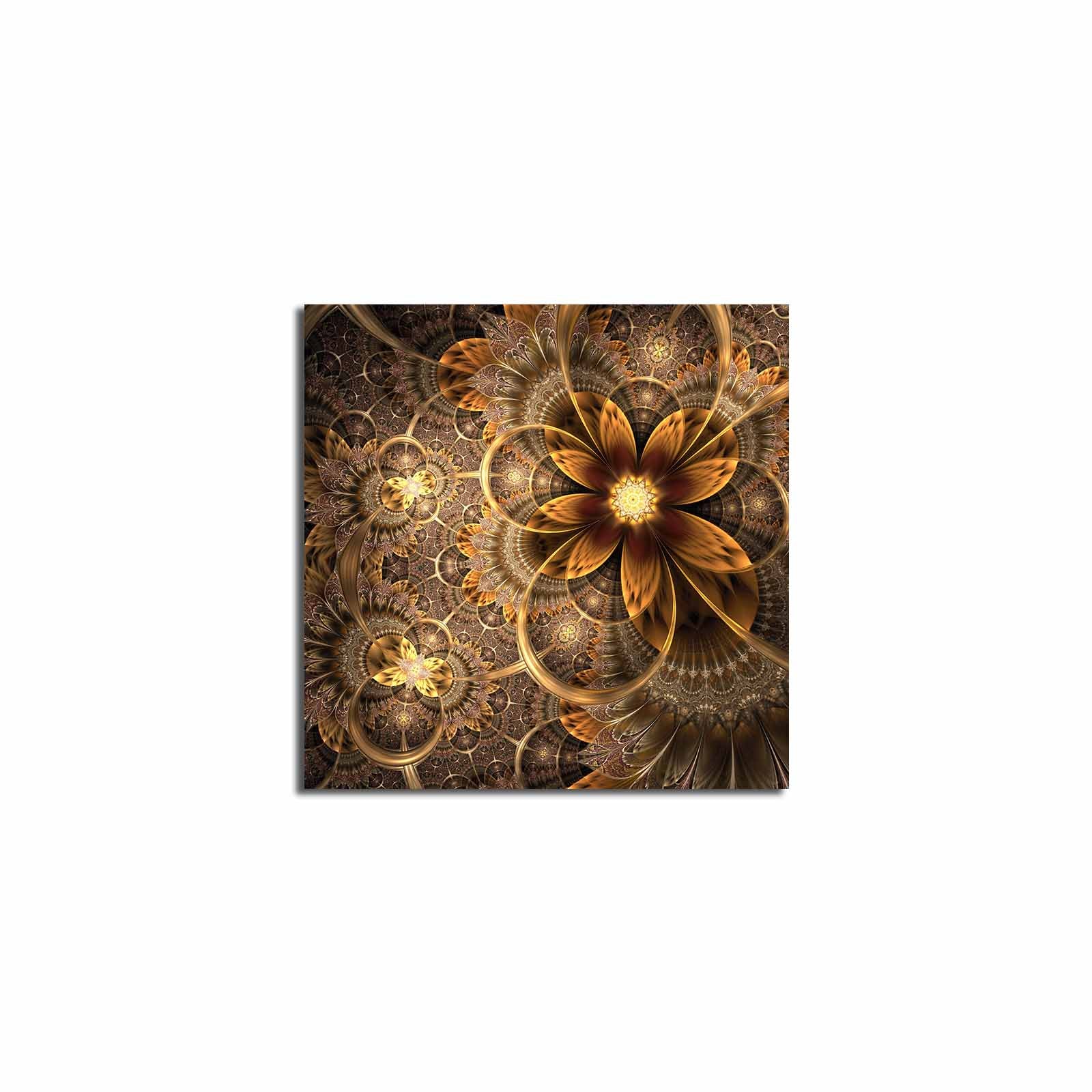 Tela Decorativa Multicolor 45 x 45 cm em Camurça com Moldura de Madeira 3 cm