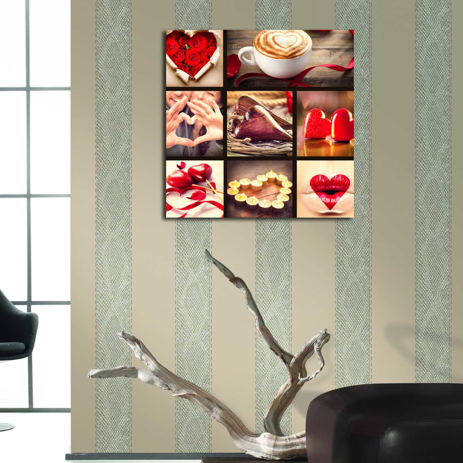 Quadro em Tela Decorativa Multicolor 45x45 cm — Suede 100% com Moldura de Madeira 3 cm (4545K-90)