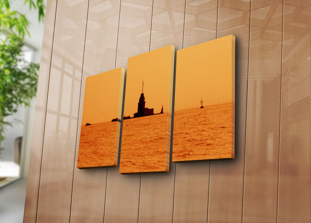 Tríptico de Tela Decorativa Multicolor – 3 Peças, Canvas Efeito Camurça 100%, Moldura de Madeira, 45x66 cm