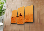 Tríptico de Tela Decorativa Multicolor – 3 Peças, Canvas Efeito Camurça 100%, Moldura de Madeira, 45x66 cm