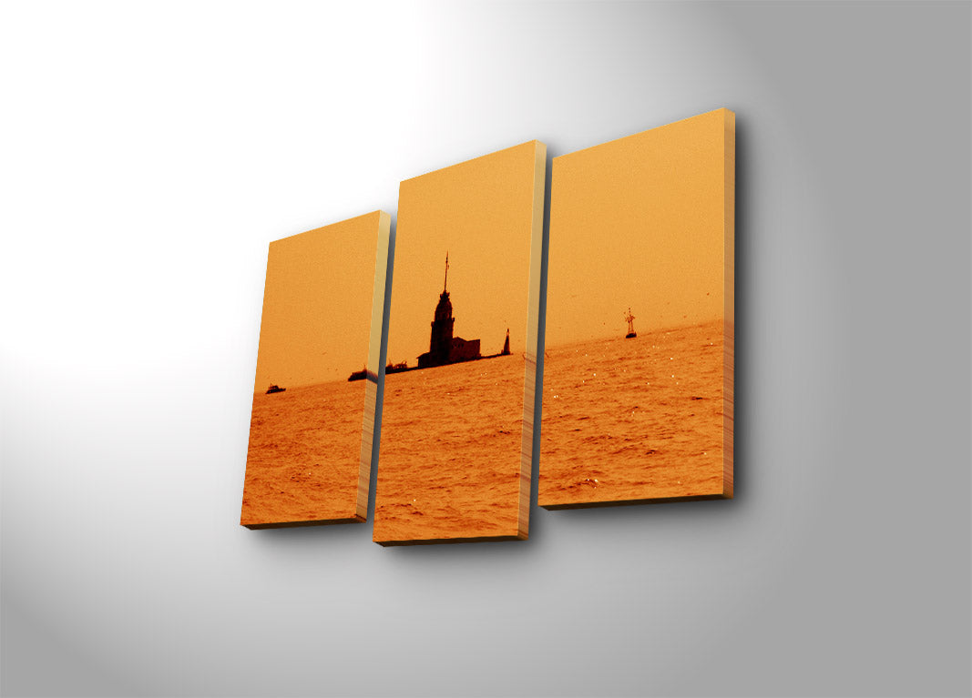 Tríptico de Tela Decorativa Multicolor – 3 Peças, Canvas Efeito Camurça 100%, Moldura de Madeira, 45x66 cm