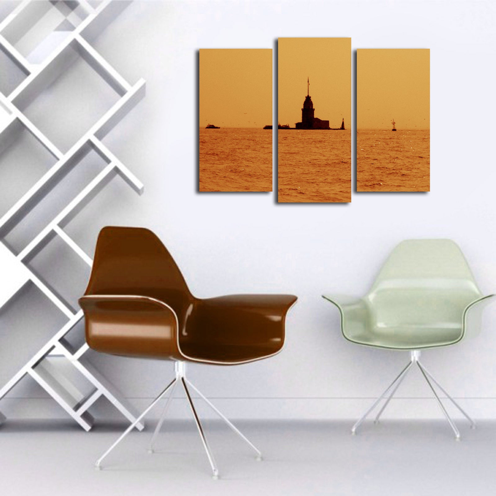 Tríptico de Tela Decorativa Multicolor – 3 Peças, Canvas Efeito Camurça 100%, Moldura de Madeira, 45x66 cm