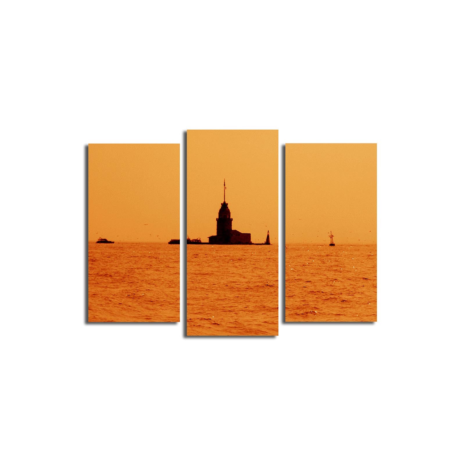 Tríptico de Tela Decorativa Multicolor – 3 Peças, Canvas Efeito Camurça 100%, Moldura de Madeira, 45x66 cm