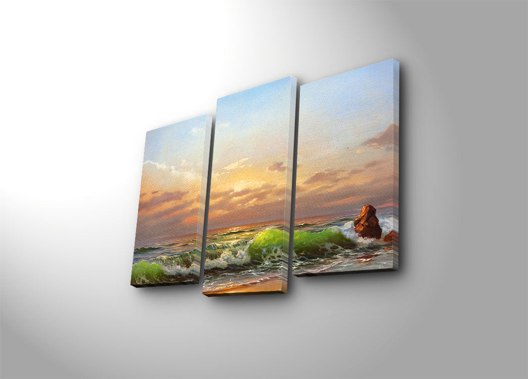 3PATK-3 Quadro Decorativo em Tela (Conjunto de 3) Multicolor – Suede 100% e Moldura de Madeira, 45 x 66 cm