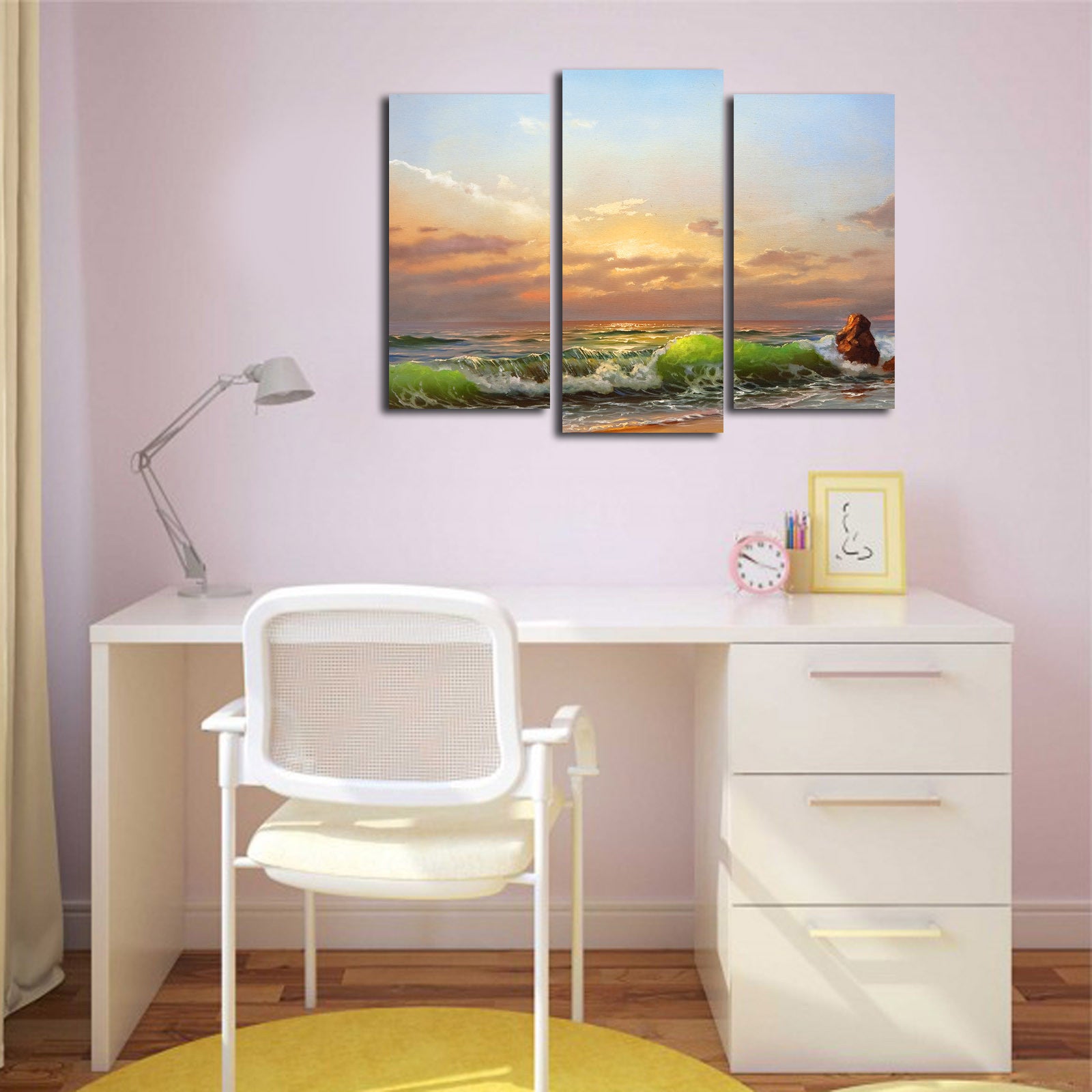 3PATK-3 Quadro Decorativo em Tela (Conjunto de 3) Multicolor – Suede 100% e Moldura de Madeira, 45 x 66 cm