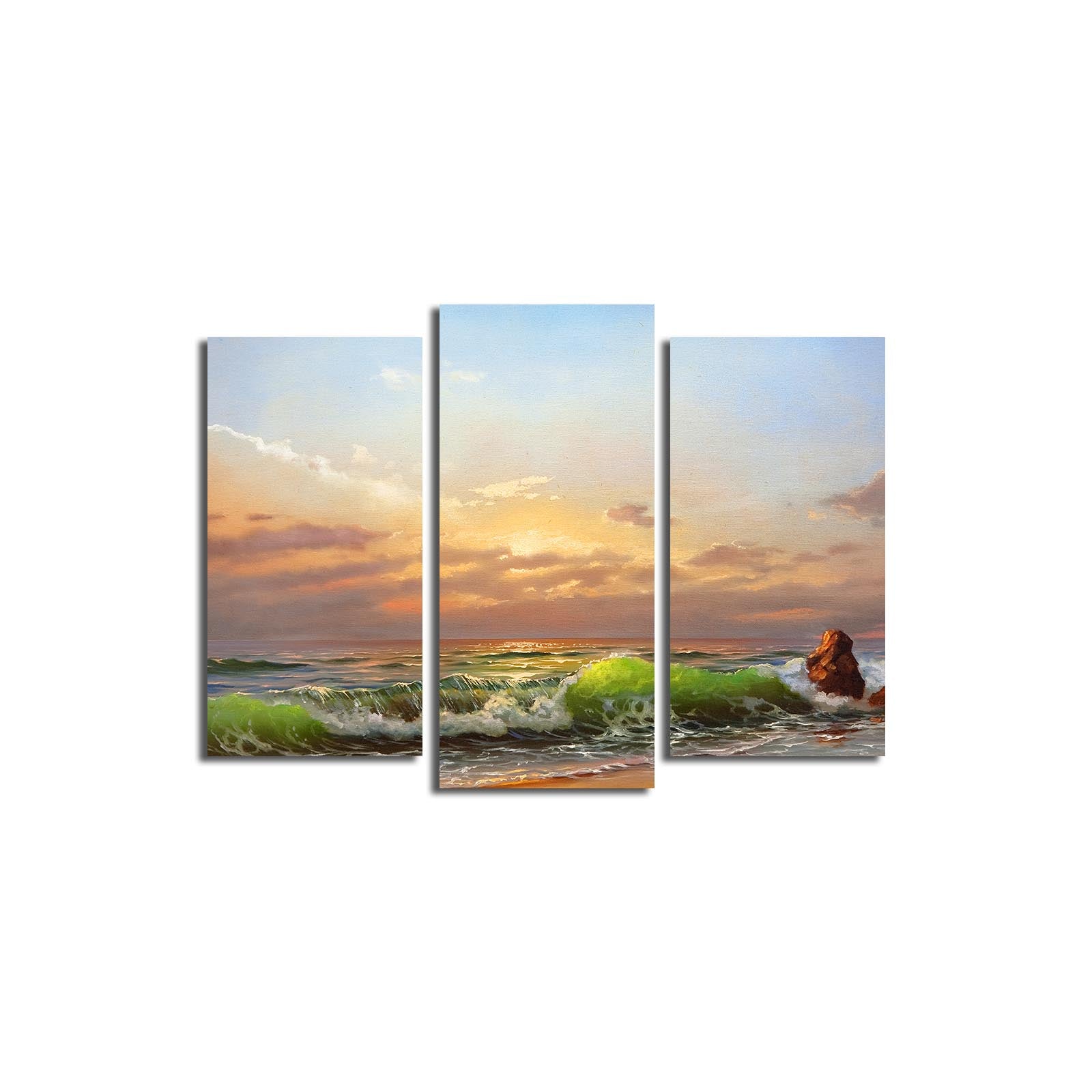 3PATK-3 Quadro Decorativo em Tela (Conjunto de 3) Multicolor – Suede 100% e Moldura de Madeira, 45 x 66 cm