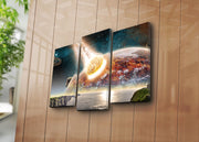 Conjunto de Telas Decorativas Multicolor (3 Peças) 3PATK-4 – Canvas Suede, Moldura de Madeira, 45 x 66 cm