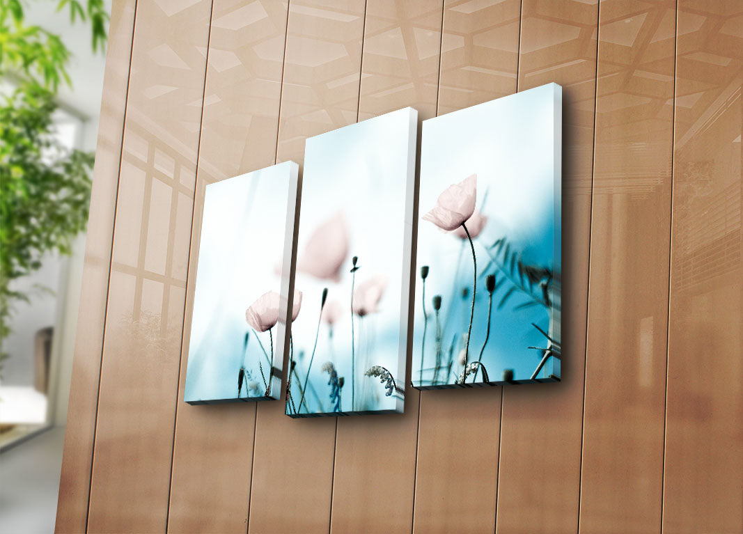 Conjunto de Telas Decorativas Multicolor (3 Peças) em Camurça 100% com Moldura de Madeira 3 cm – 45 x 66 cm