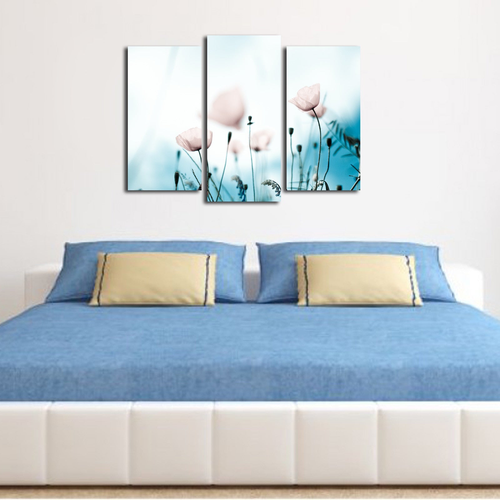 Conjunto de Telas Decorativas Multicolor (3 Peças) em Camurça 100% com Moldura de Madeira 3 cm – 45 x 66 cm