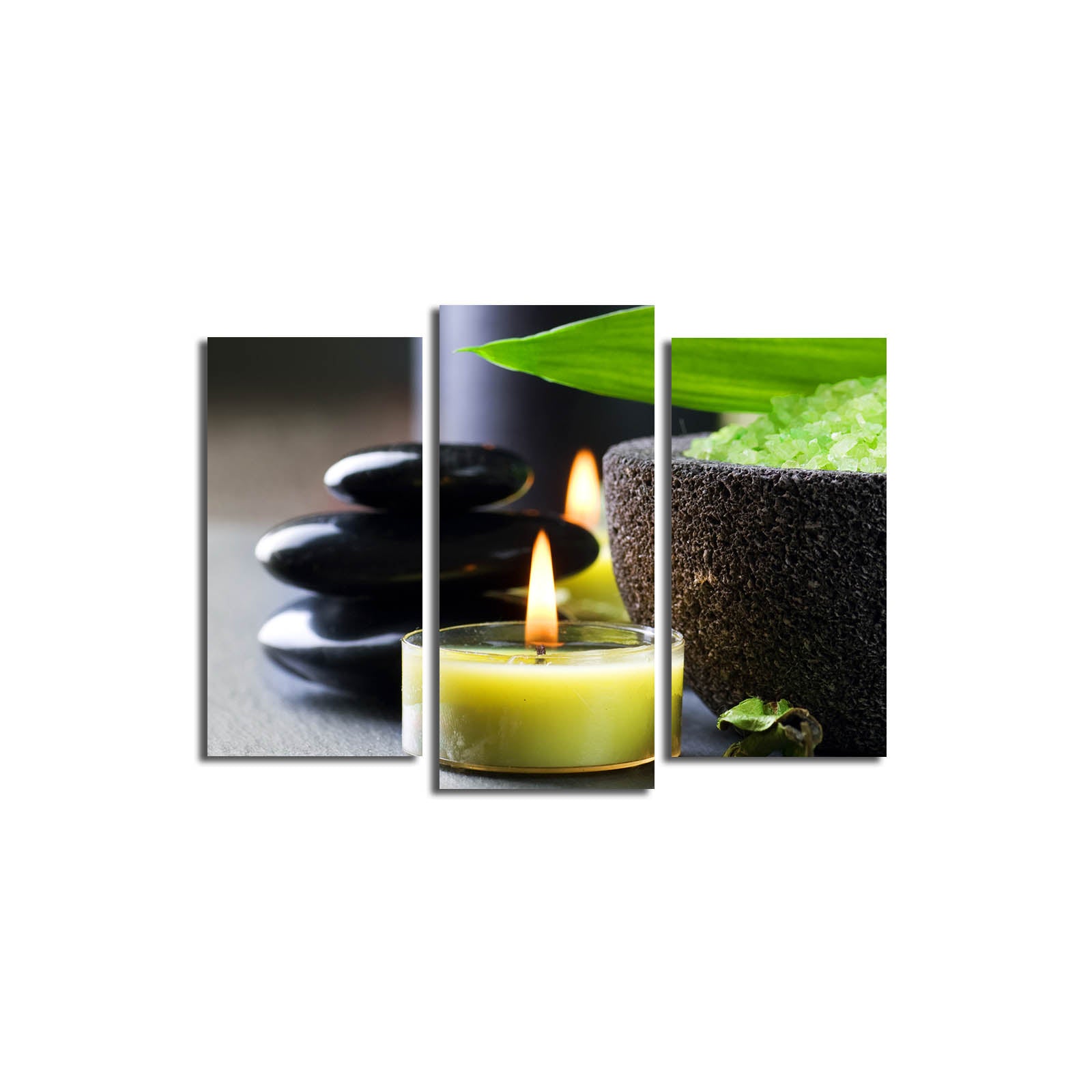 Tríptico em Tela Suede Multicolorido com Moldura de Madeira – 45 x 66 cm