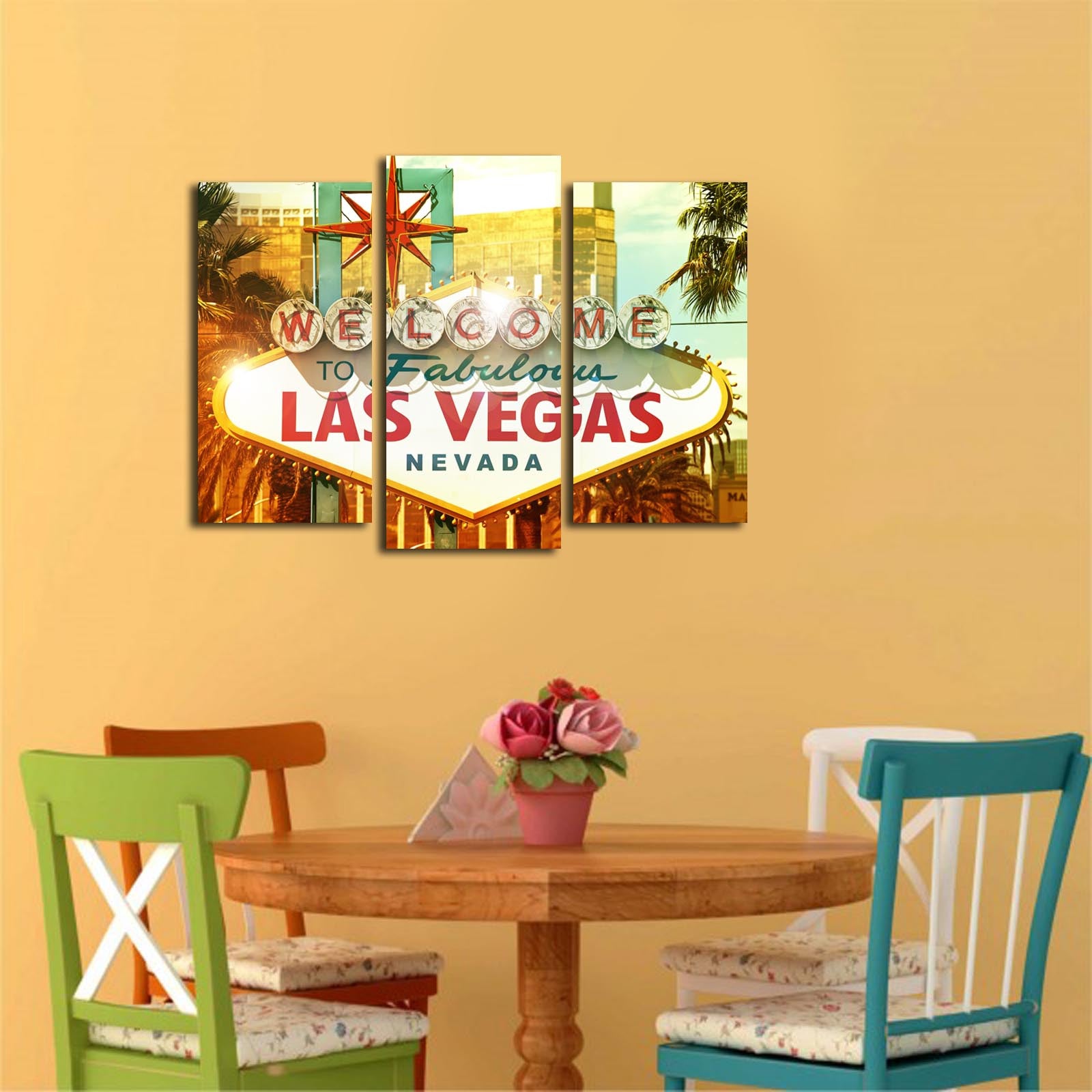 Conjunto de Quadros Canvas (3 Peças) Multicolor em Suede com Moldura de Madeira – 45 x 66 cm