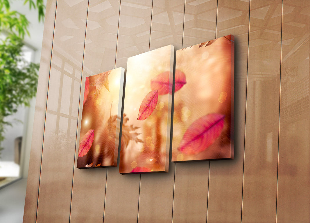 Quadro Decorativo em Tela Suede 100% (3 Peças) Multicolor – Moldura de Madeira 3 cm – 45 x 66 cm