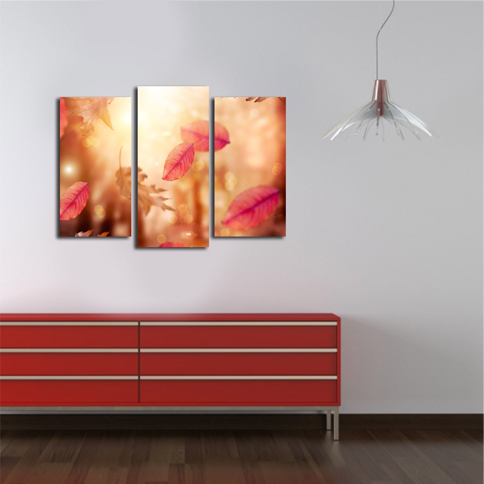 Quadro Decorativo em Tela Suede 100% (3 Peças) Multicolor – Moldura de Madeira 3 cm – 45 x 66 cm