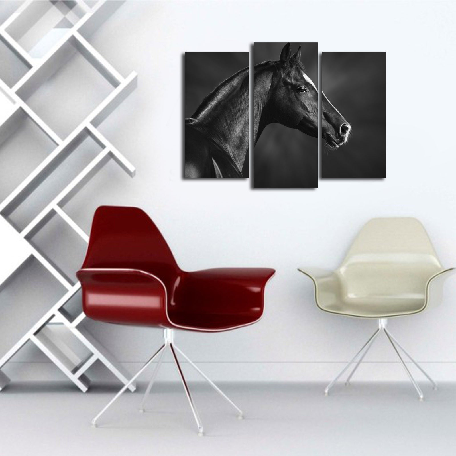 Conjunto de Quadros Decorativos em Tela Suede (3 Peças) Multicolor com Moldura de Madeira – 45 x 66 cm