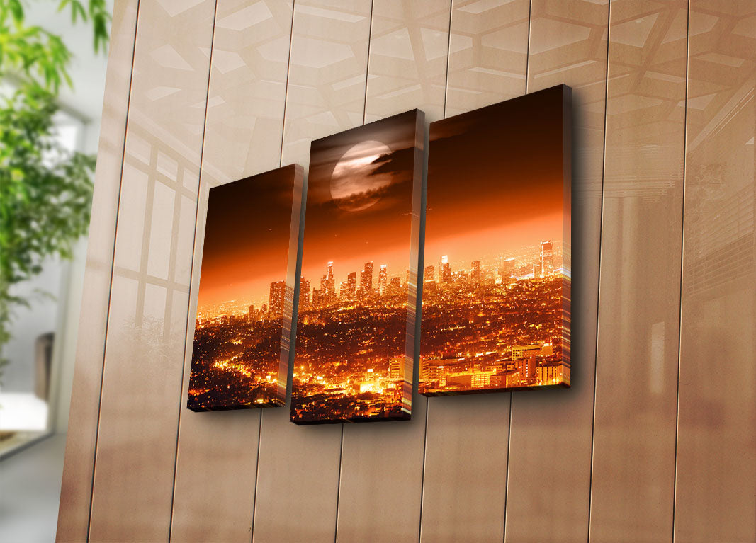 Conjunto de Quadros Decorativos 3 Peças Multicolor – Tela Camurça 100% com Moldura de Madeira (45 x 66 cm)