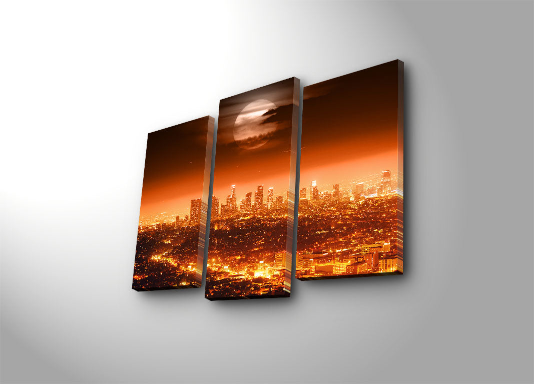 Conjunto de Quadros Decorativos 3 Peças Multicolor – Tela Camurça 100% com Moldura de Madeira (45 x 66 cm)