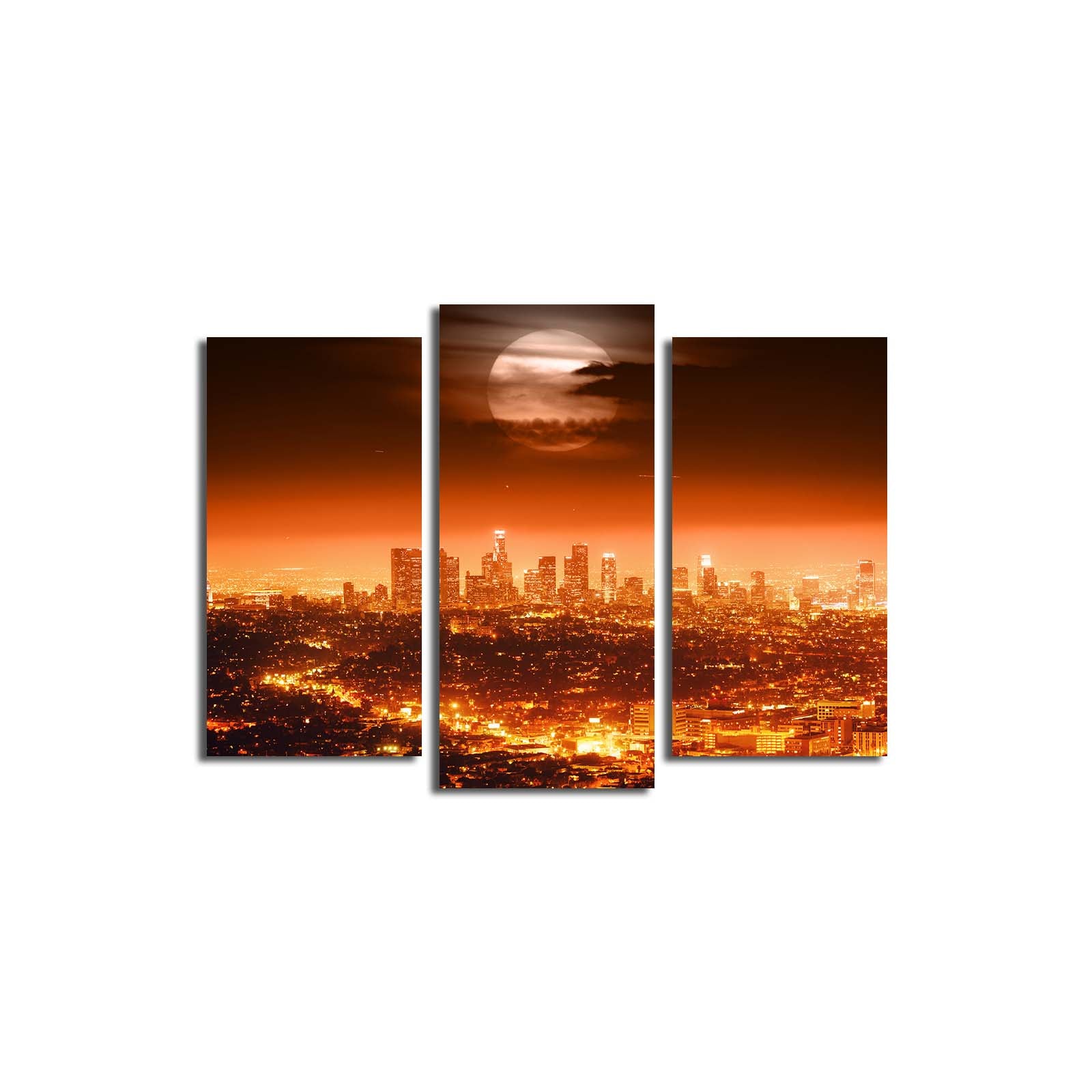 Conjunto de Quadros Decorativos 3 Peças Multicolor – Tela Camurça 100% com Moldura de Madeira (45 x 66 cm)