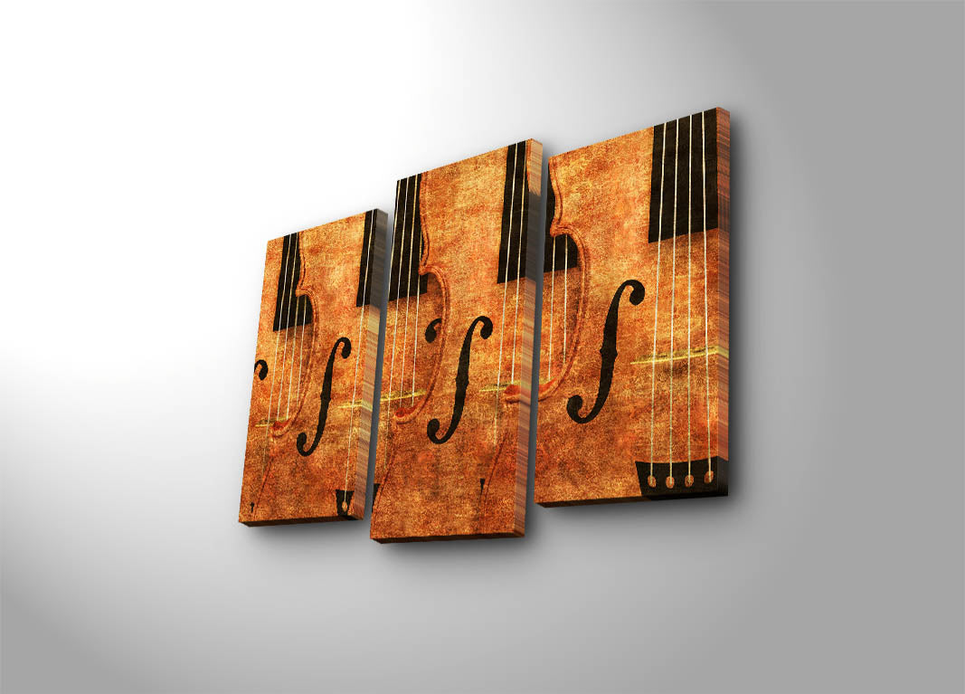 Tela Decorativa Multicolor em Suede – Conjunto 3 Peças (3PATK-14), Moldura de Madeira 3 cm, Tamanho Total 45 x 66 cm