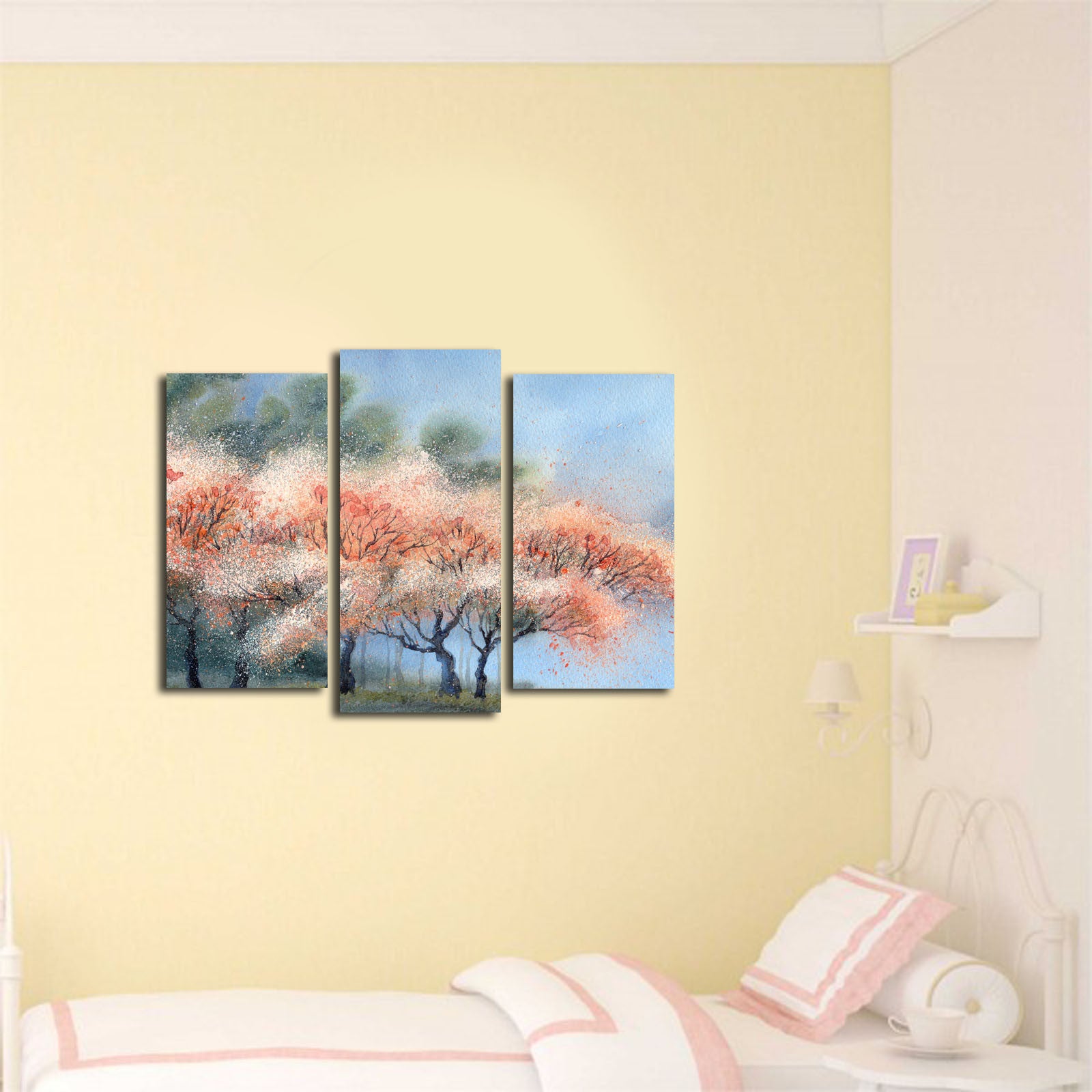 Conjunto de Quadros em Tela Suede 100% (3 Peças) Multicolor — 45 x 66 cm, Moldura de Madeira 3 cm | 3PATK-15