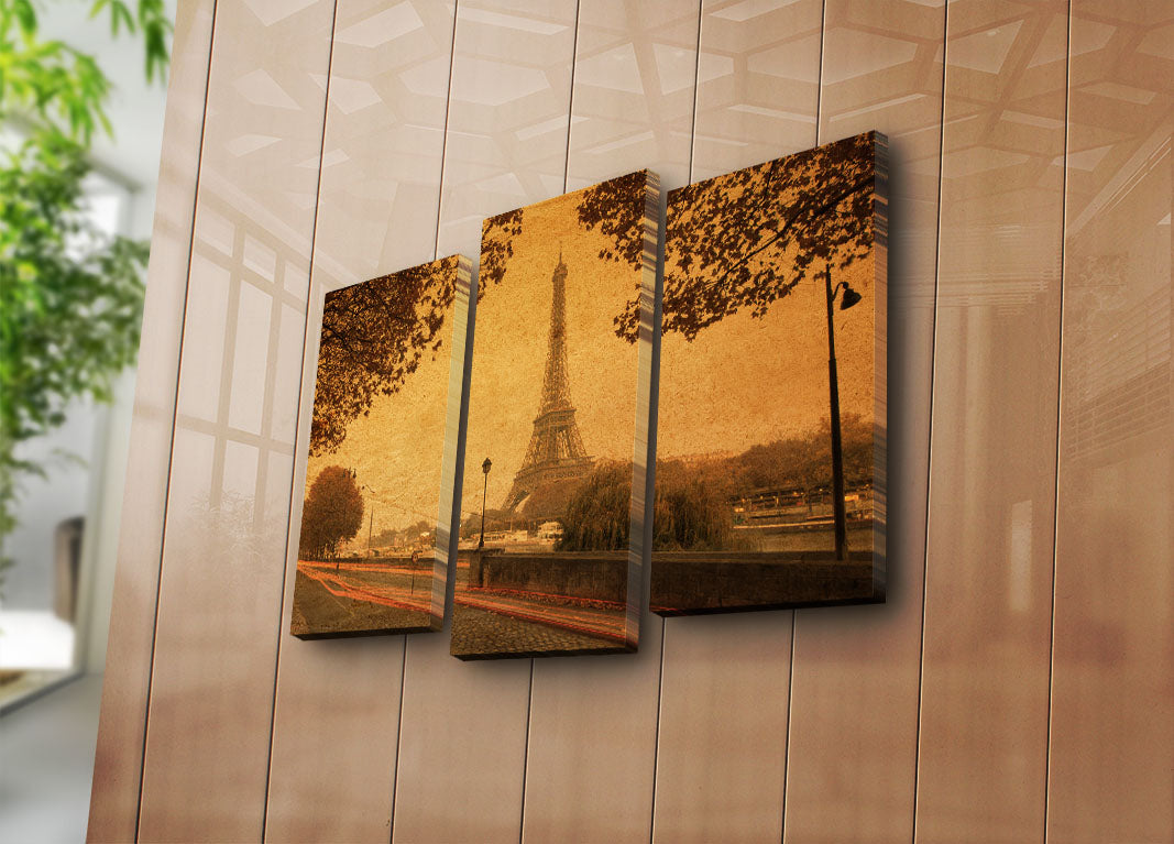 Quadro Decorativo em Tela 3 Peças Multicolor 3PATK-16 – 100% Suede, Moldura de Madeira 3 cm – 20x39 cm (2) + 20x45 cm (1) – Total 45x66 cm