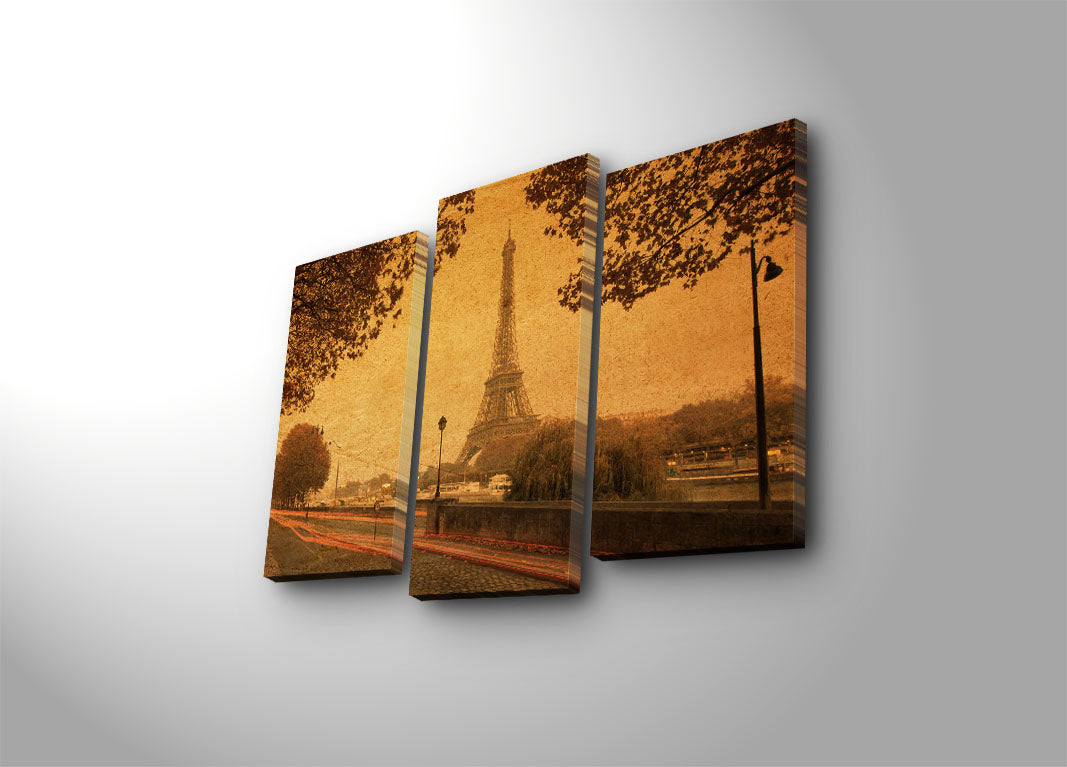 Quadro Decorativo em Tela 3 Peças Multicolor 3PATK-16 – 100% Suede, Moldura de Madeira 3 cm – 20x39 cm (2) + 20x45 cm (1) – Total 45x66 cm