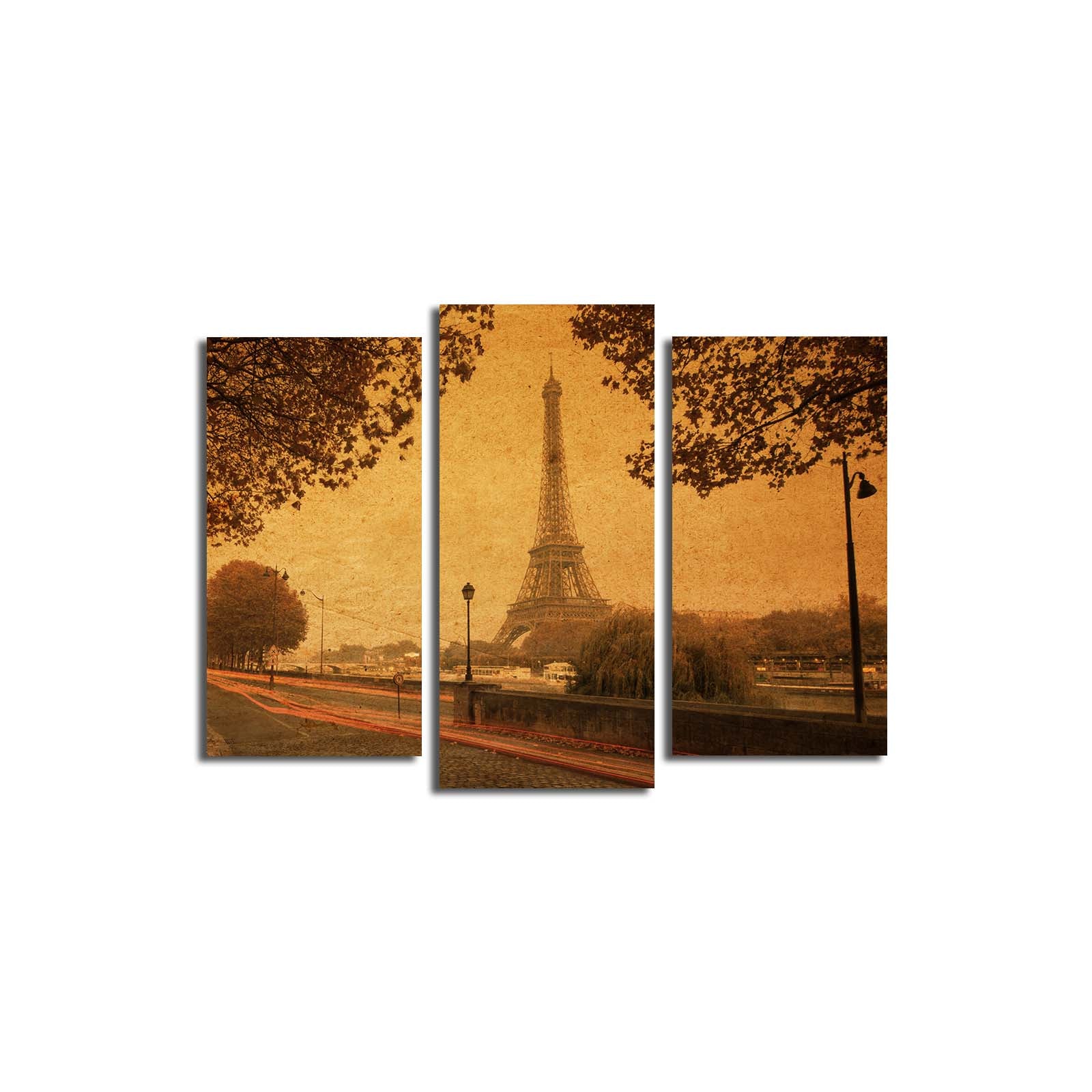 Quadro Decorativo em Tela 3 Peças Multicolor 3PATK-16 – 100% Suede, Moldura de Madeira 3 cm – 20x39 cm (2) + 20x45 cm (1) – Total 45x66 cm