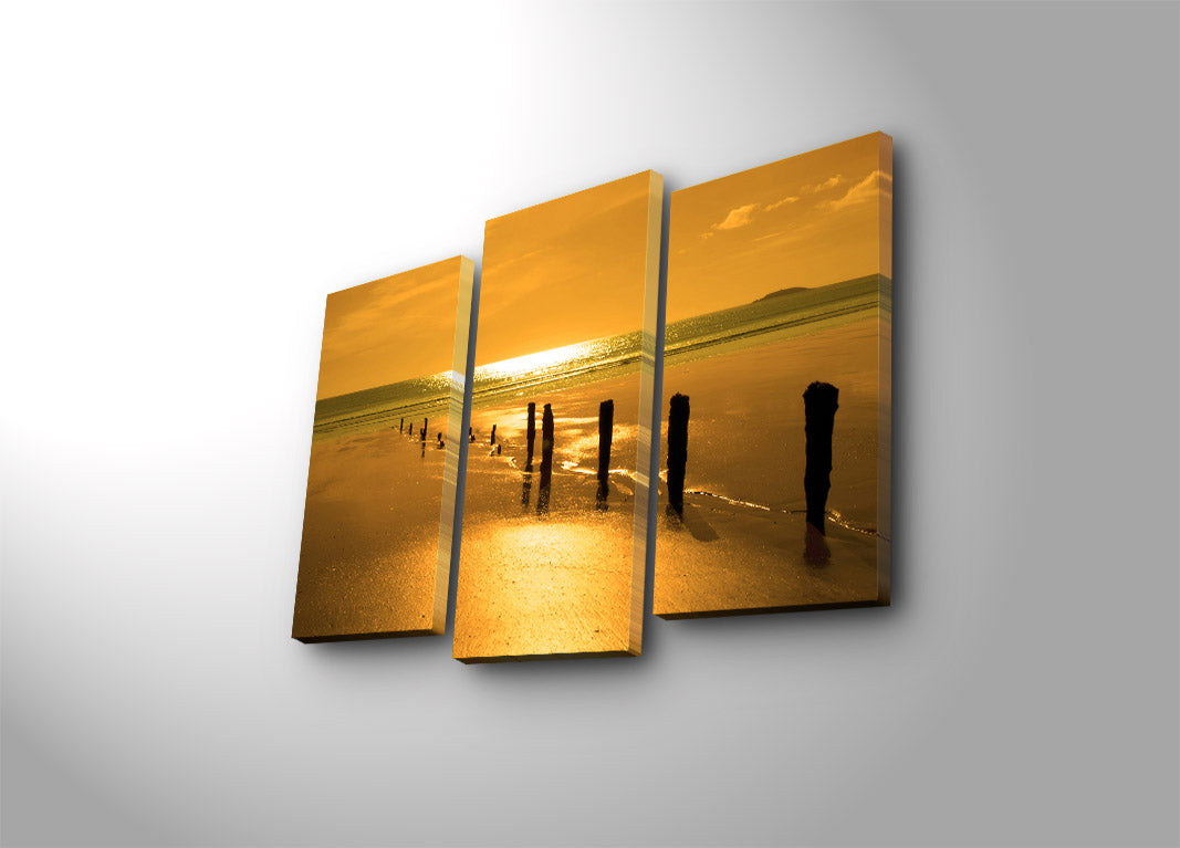 Quadro Decorativo Tela Suede Multicolor (3 Peças) com Moldura de Madeira – 45 x 66 cm – 3PATK-17