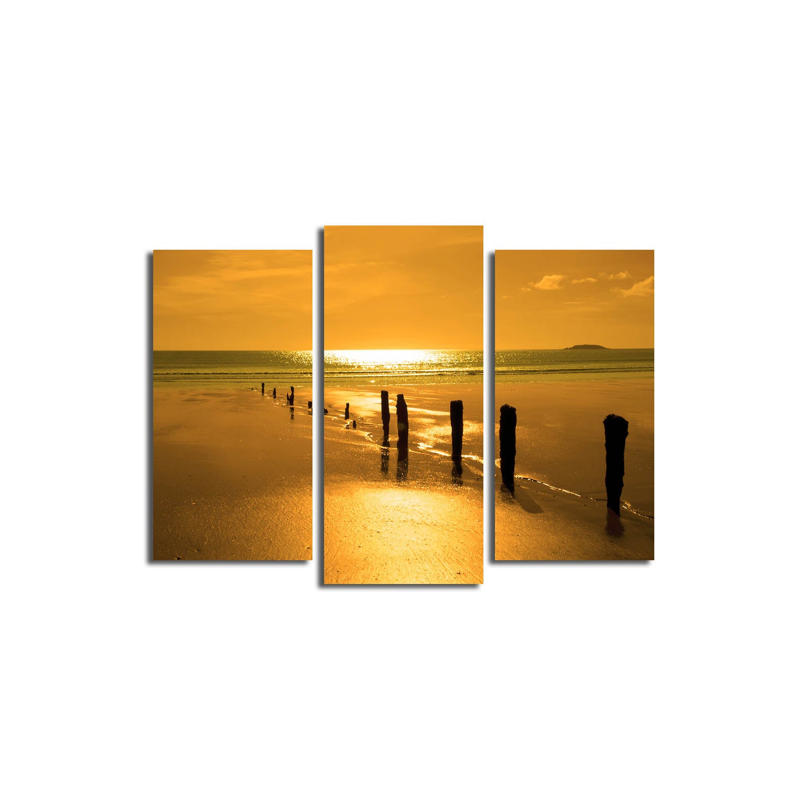 Quadro Decorativo Tela Suede Multicolor (3 Peças) com Moldura de Madeira – 45 x 66 cm – 3PATK-17