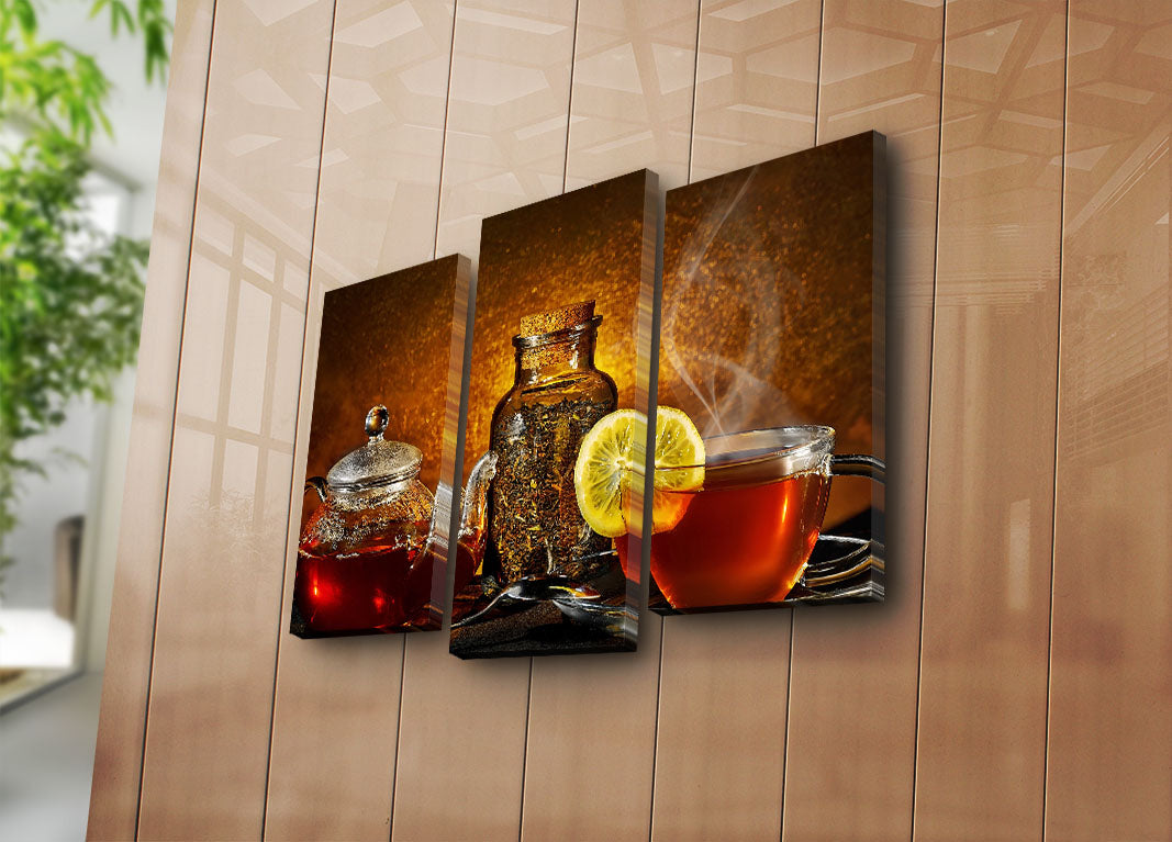 Conjunto de Quadros Decorativos em Tela Suede Multicolor – 3 Peças, Moldura 100% Madeira, 45 x 66 cm