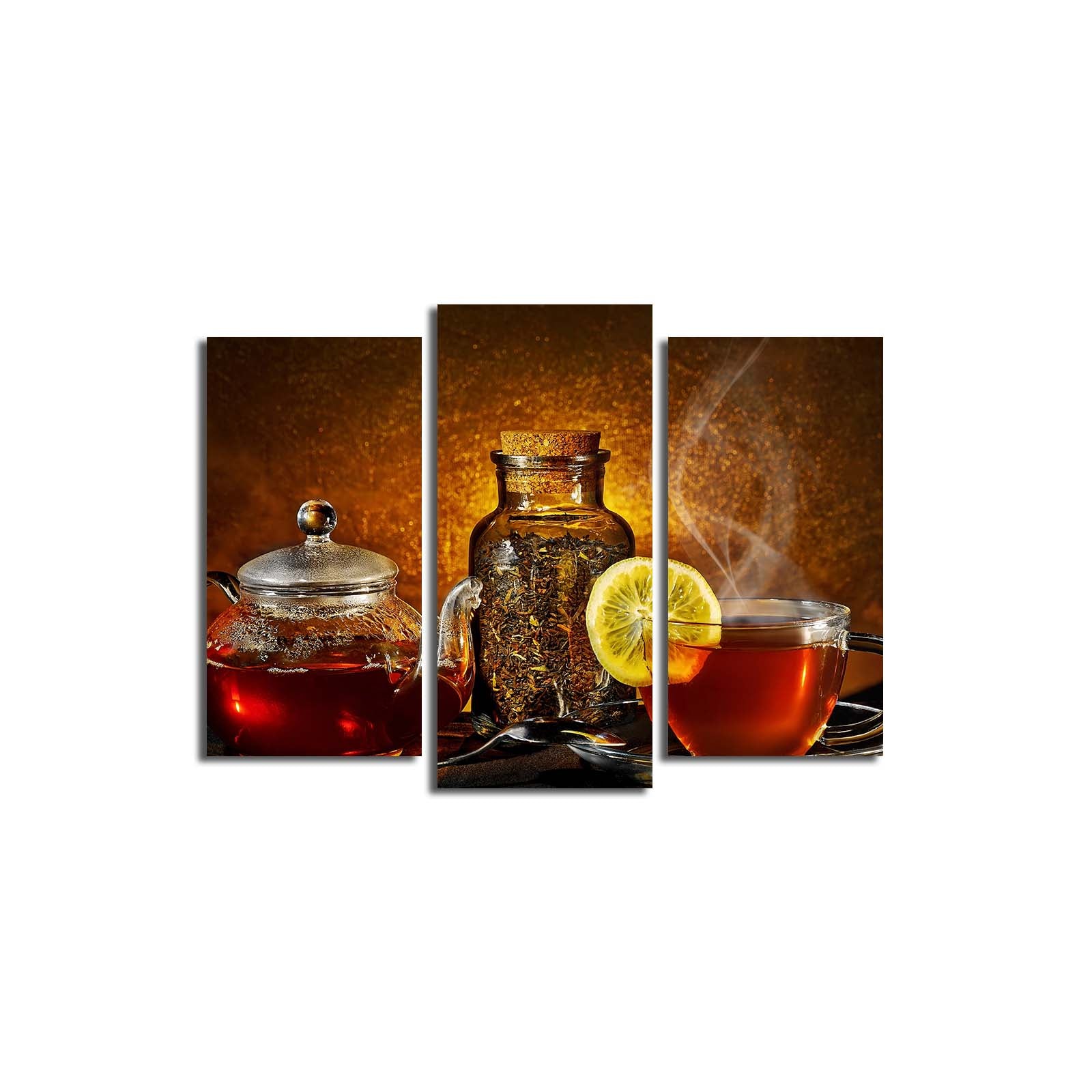 Conjunto de Quadros Decorativos em Tela Suede Multicolor – 3 Peças, Moldura 100% Madeira, 45 x 66 cm