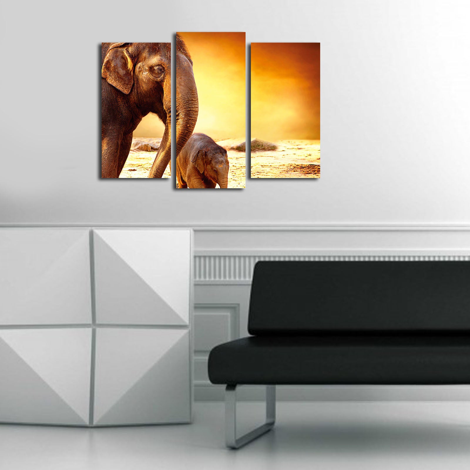 Conjunto de 3 Telas Decorativas Multicolor em Suede 100% com Moldura de Madeira – 45 x 66 cm