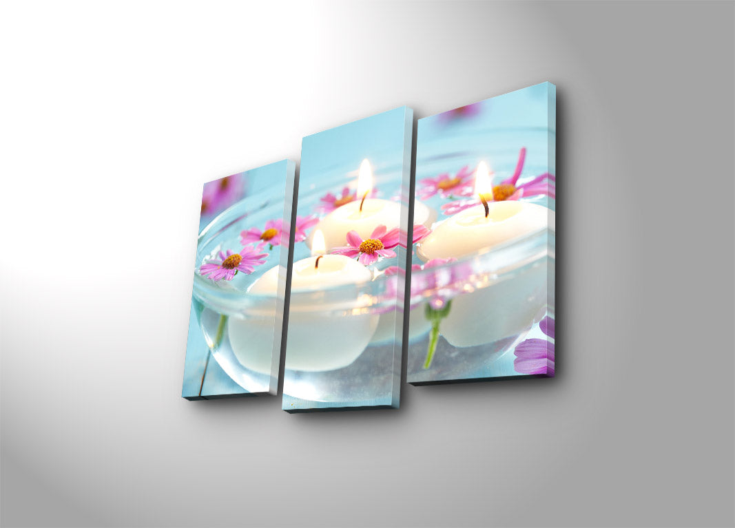 Conjunto de Telas Decorativas 3 Peças Multicolor em Tela Suede, Moldura de Madeira 3 cm – 45 x 66 cm (3PATK-21)