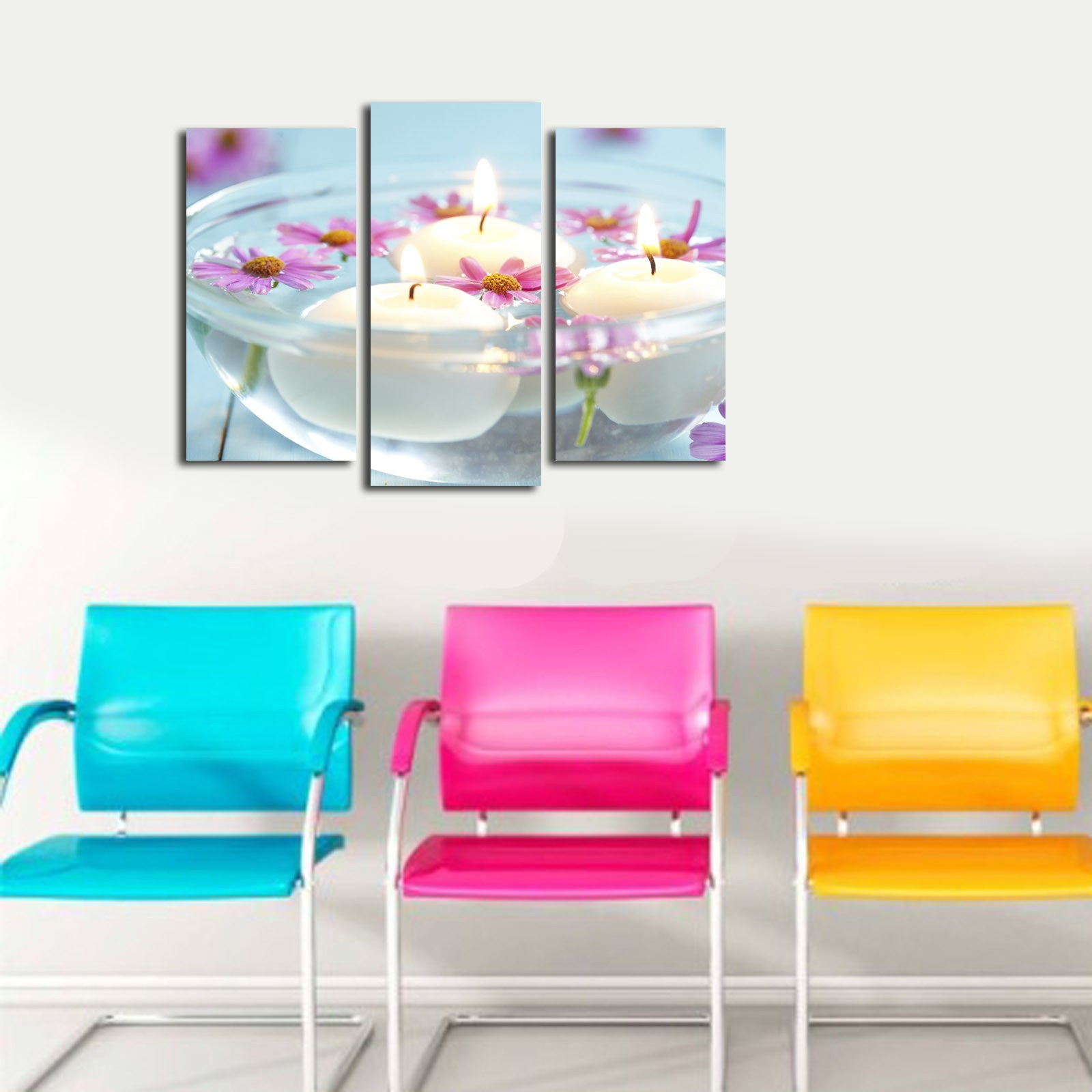 Conjunto de Telas Decorativas 3 Peças Multicolor em Tela Suede, Moldura de Madeira 3 cm – 45 x 66 cm (3PATK-21)