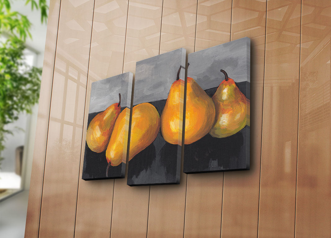 Tríptico Decorativo em Tela Suede Multicolor com Moldura de Madeira (3 Peças, 45 x 66 cm)