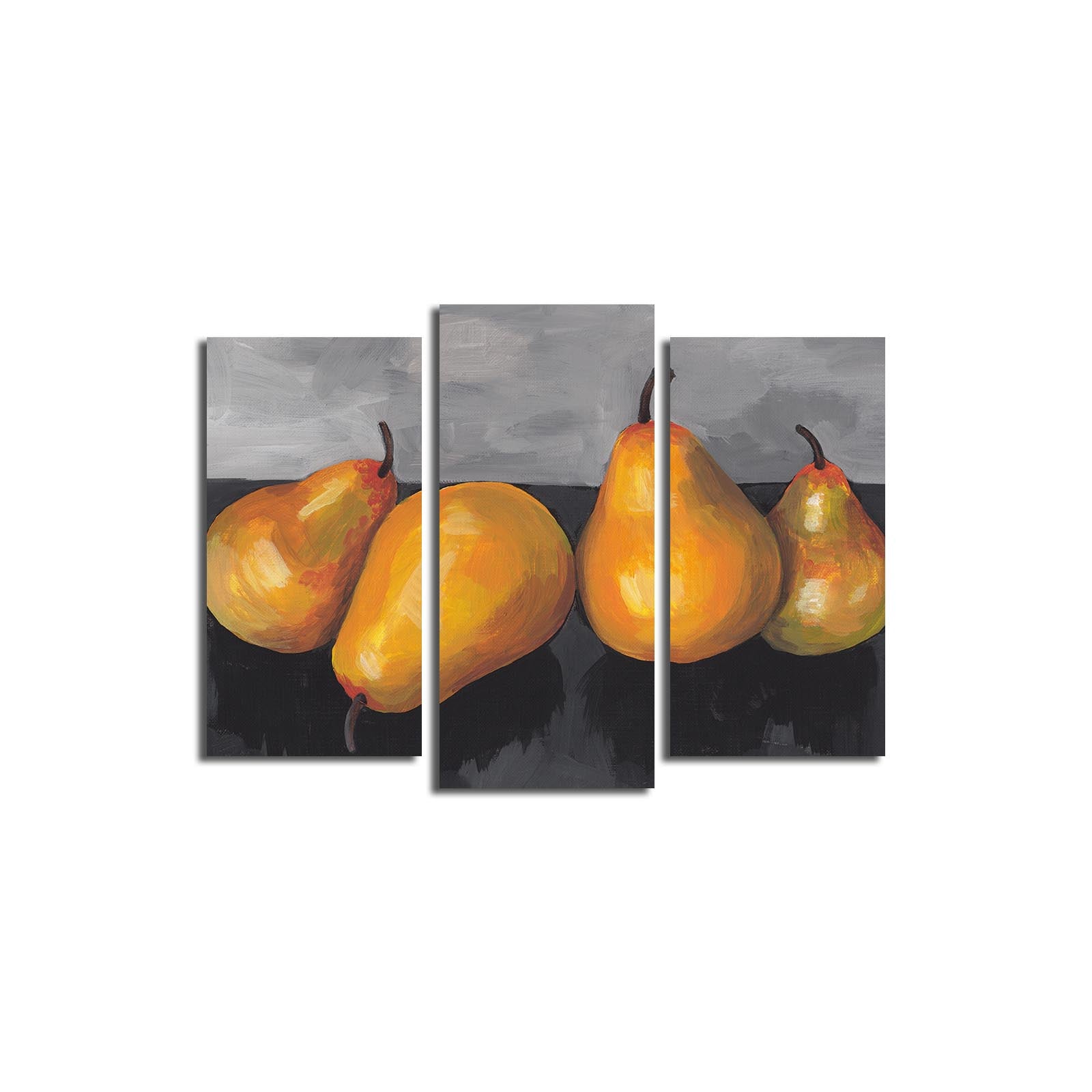 Tríptico Decorativo em Tela Suede Multicolor com Moldura de Madeira (3 Peças, 45 x 66 cm)