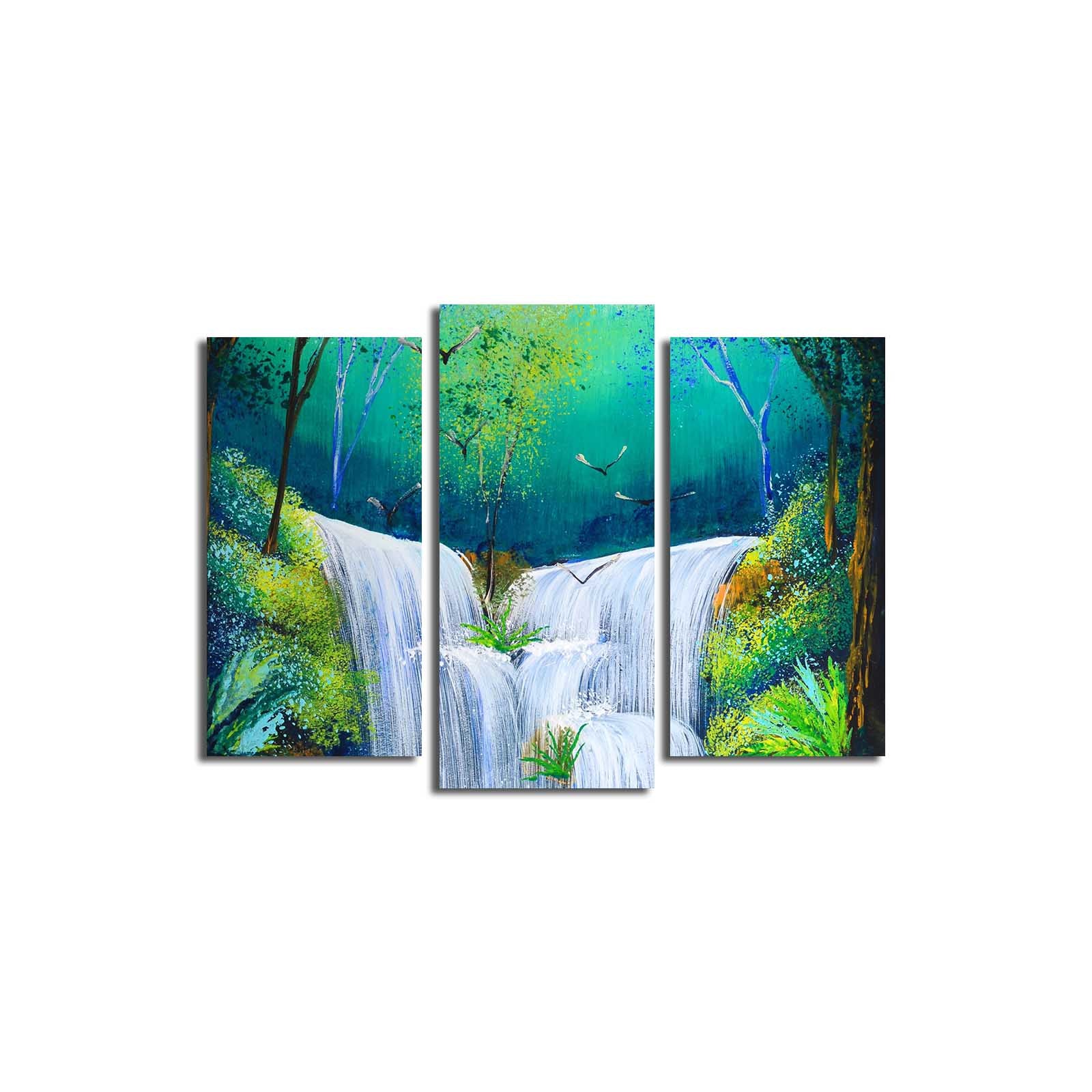 Tríptico em Tela Suede 100% Multicolor com Moldura de Madeira — 3PATK-23