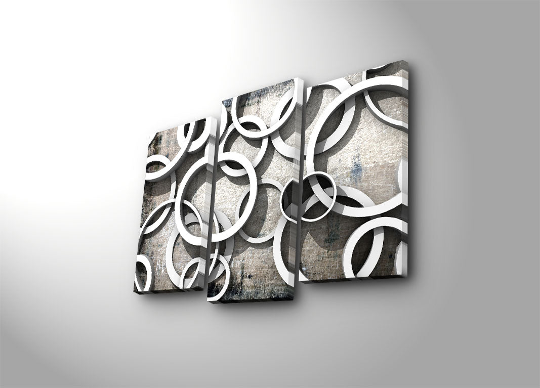 Tríptico em Tela Multicolor – 3 Peças, 100% Tela tipo Camurça, Moldura em Madeira, 45 x 66 cm