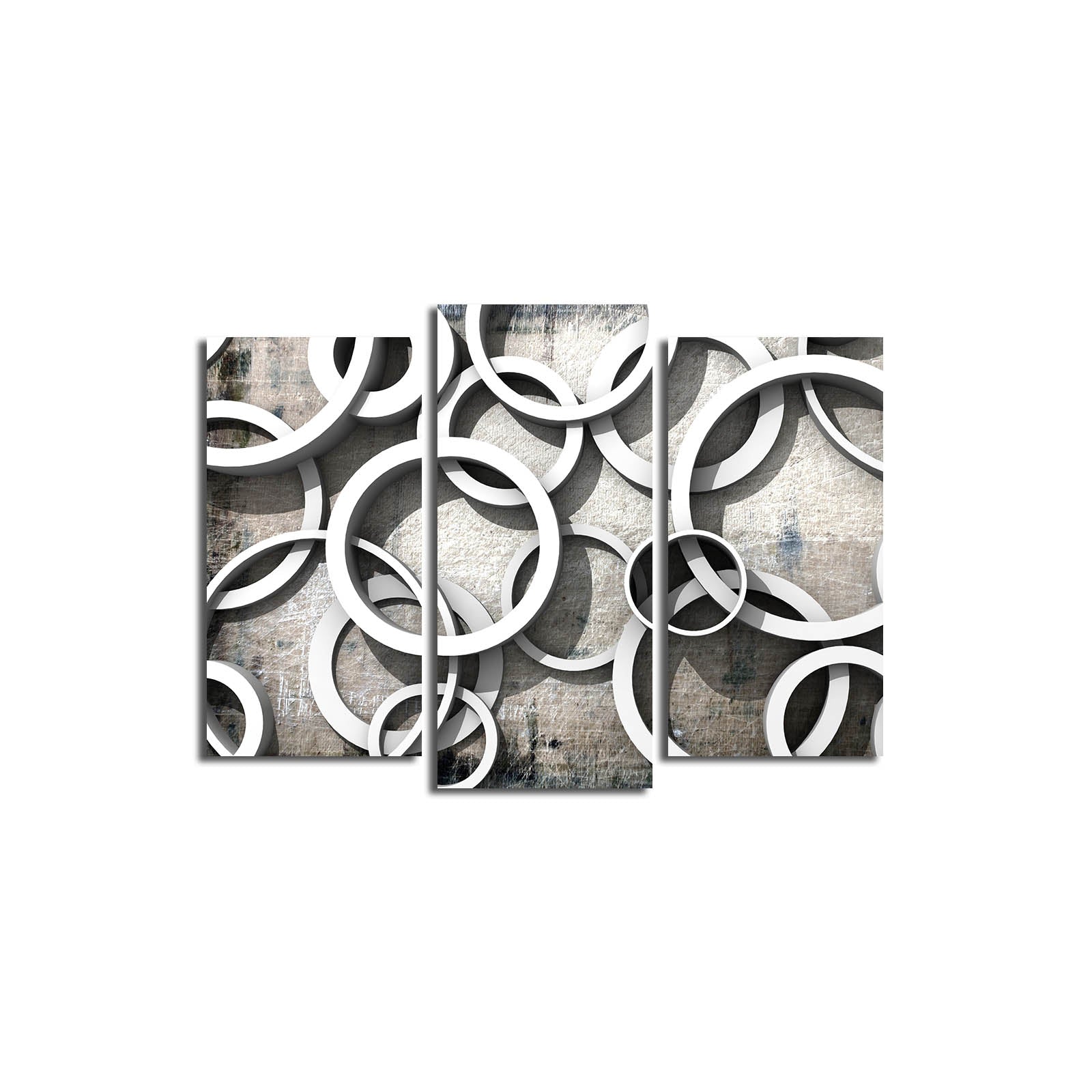 Tríptico em Tela Multicolor – 3 Peças, 100% Tela tipo Camurça, Moldura em Madeira, 45 x 66 cm