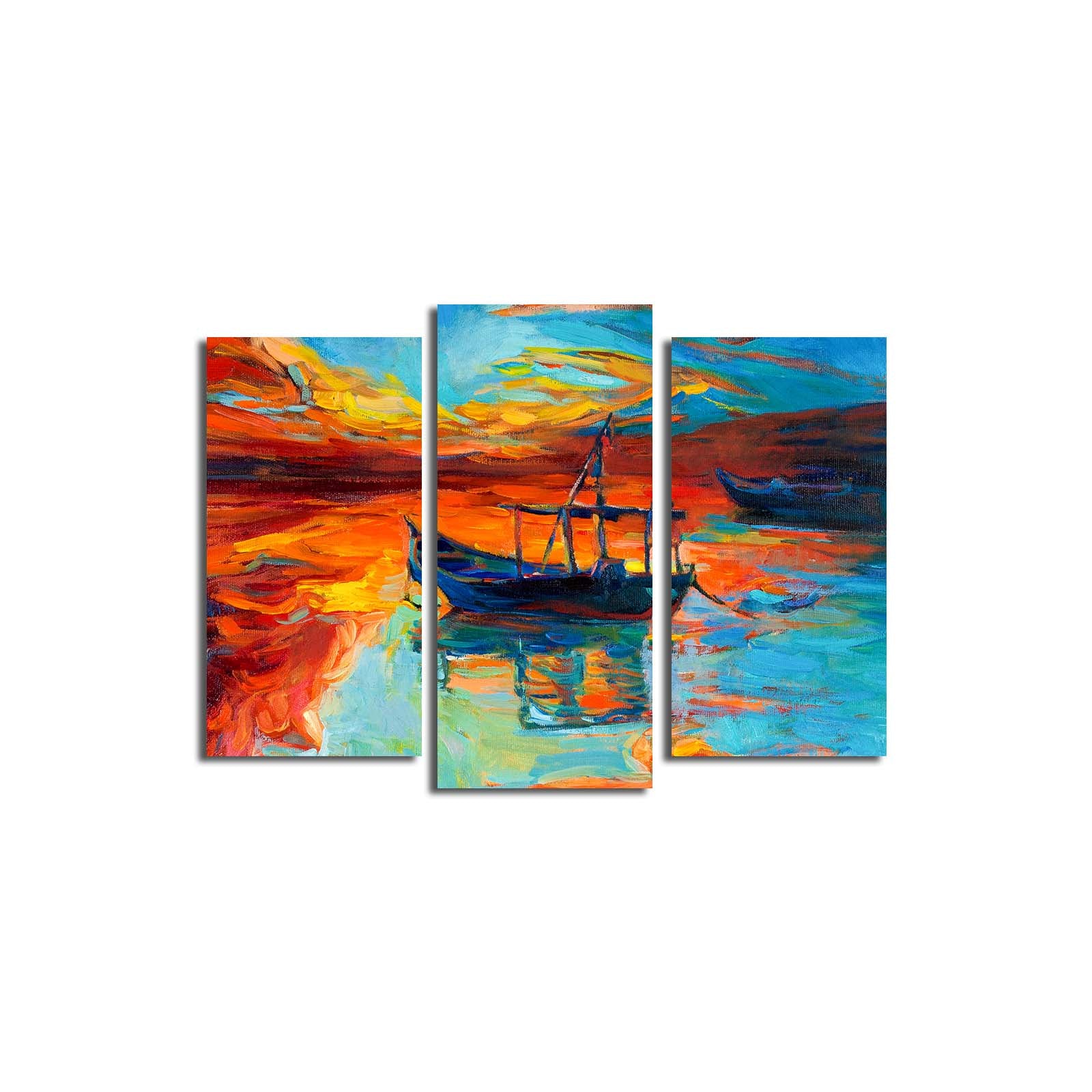 Quadro Decorativo Tríptico 3 Peças Multicolor em Tela Suede com Moldura de Madeira – 45 x 66 cm