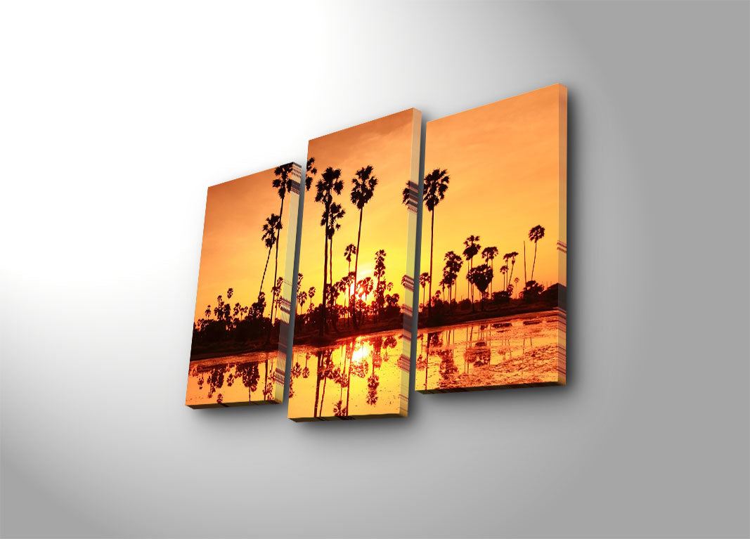 Quadro Decorativo (3 Peças) Multicolor – Tela de Camurça 100%, Moldura de Madeira, 45 x 66 cm – 3PATK-27