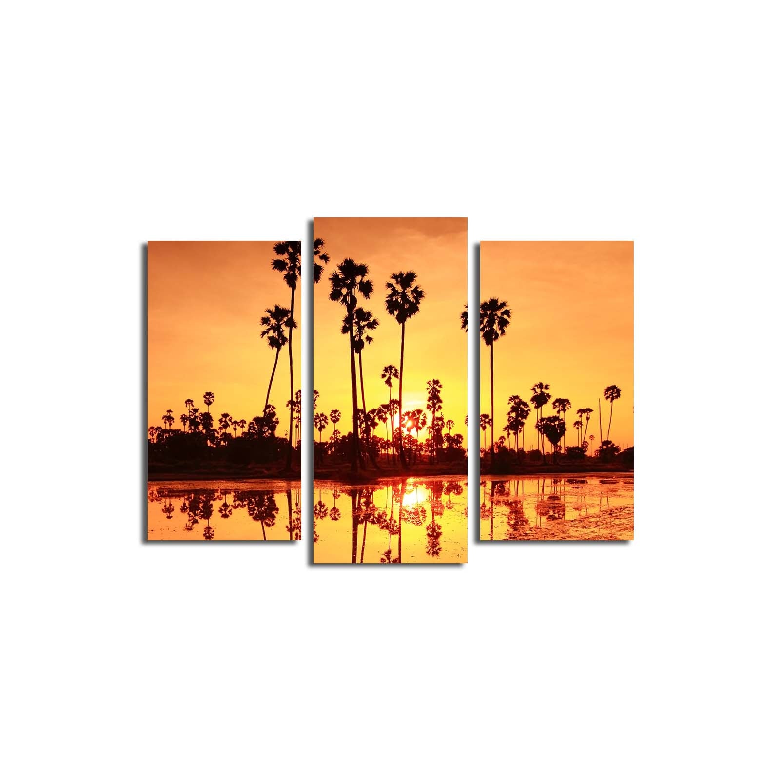 Quadro Decorativo (3 Peças) Multicolor – Tela de Camurça 100%, Moldura de Madeira, 45 x 66 cm – 3PATK-27