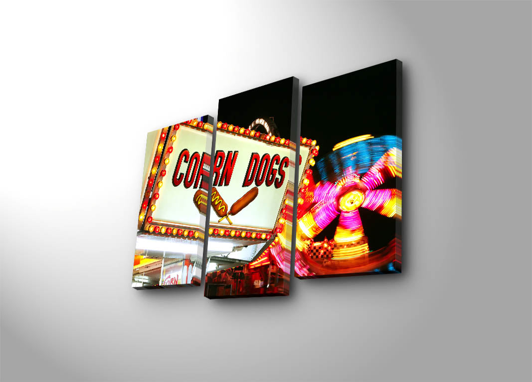 Quadro Decorativo em Tela – Tríptico Multicolor (3 Peças), Tela de Camurça 100%, Moldura em Madeira 3 cm, 45 x 66 cm