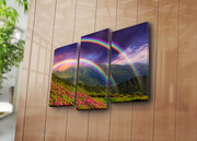 Conjunto de 3 Telas Decorativas Multicolor em Canvas Camurça 100% com Moldura de Madeira 3 cm – 20x39 cm (2) + 20x45 cm (1) – Tamanho Total 45x66 cm