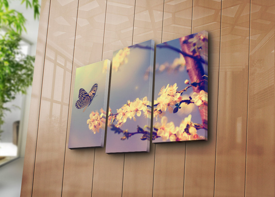 Quadro Decorativo em Tela Multicolor (3 Peças) — 3PATK-32 | Suede 100%, Moldura de Madeira 3 cm, Total 45 x 66 cm