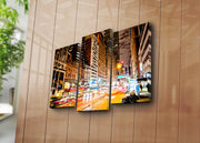 Quadro Decorativo em Tela Suede 100% – Conjunto de 3 Peças Multicolor, Moldura de Madeira 3 cm, Tamanho Total 45 x 66 cm (3PATK-33)