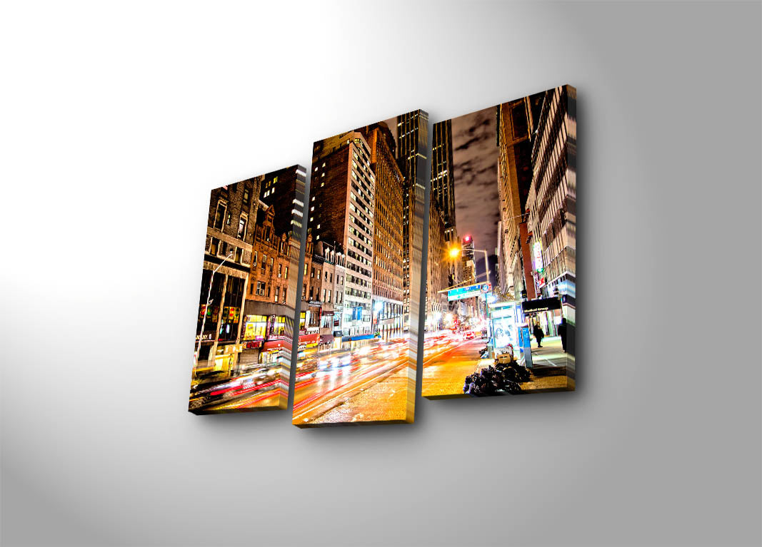 Quadro Decorativo em Tela Suede 100% – Conjunto de 3 Peças Multicolor, Moldura de Madeira 3 cm, Tamanho Total 45 x 66 cm (3PATK-33)