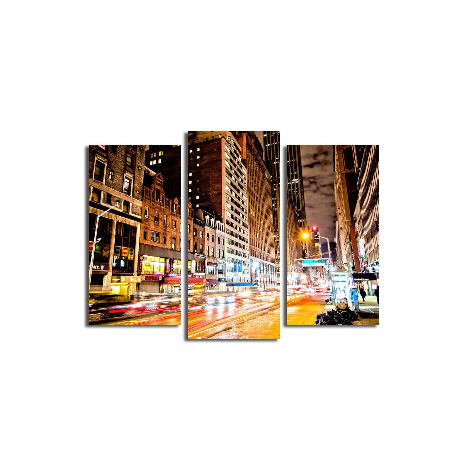 Quadro Decorativo em Tela Suede 100% – Conjunto de 3 Peças Multicolor, Moldura de Madeira 3 cm, Tamanho Total 45 x 66 cm (3PATK-33)